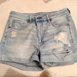 Light Blue Distressed Denim Shorts